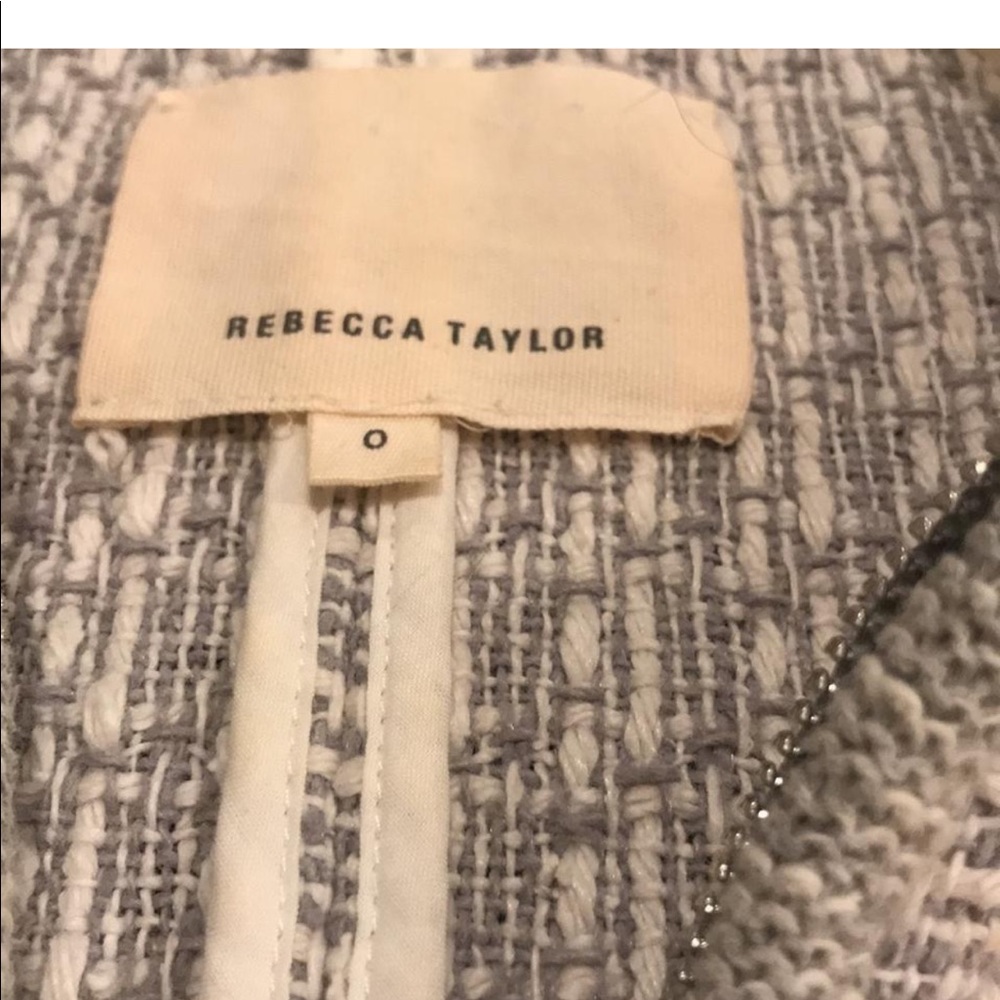 Gray Collarless Stretch Tweed Jacket - image 2